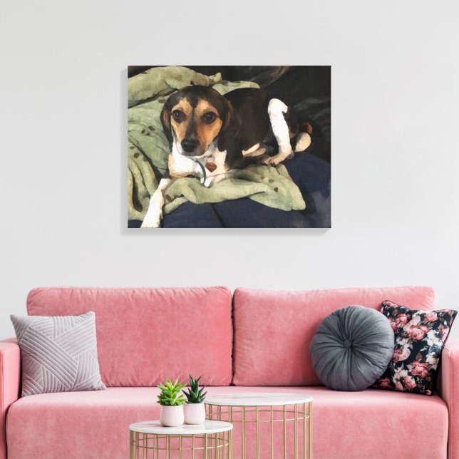 Toile Art numérique low-poly de chien mélange Beagle (Insitu(Salon))