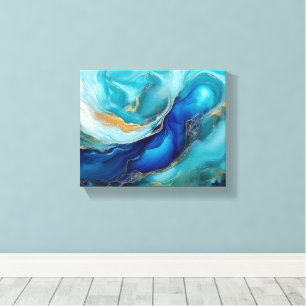 Toile Art océanique Abstrait et paisible à Cobalt & Turq