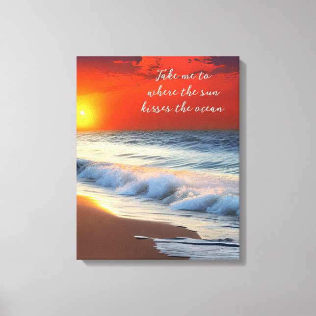 Toile Art océanique et citation | Coucher de soleil sur  (Recto)