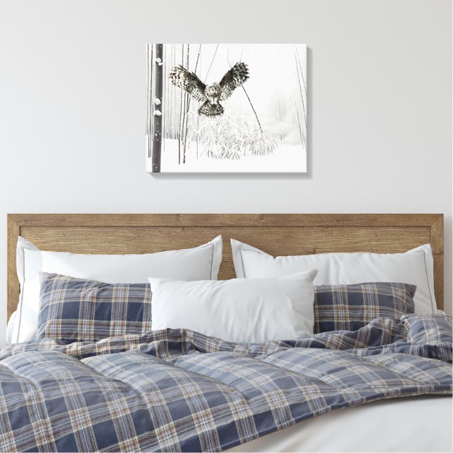 Toile Art original aquarelle chasse hibou oiseau (Insitu(Chambre))