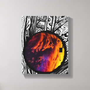 Toile Art photographique circulaire orange violet ciel m