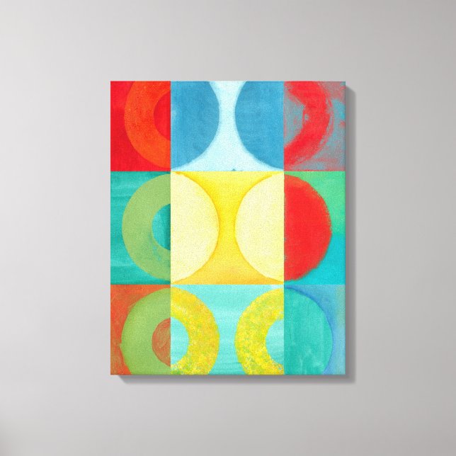 Toile Art Pop brillant avec cercles et Carré (Recto)