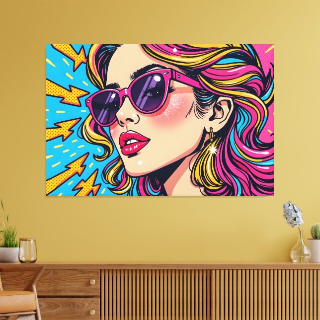 Toile Art Pop Glam Electrique - Dynamic Retro 80's (Insitu(Salon))