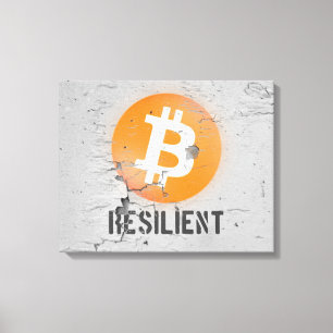 Toile Art Résilient Bitcoin (Sur Mur fissuré HD)