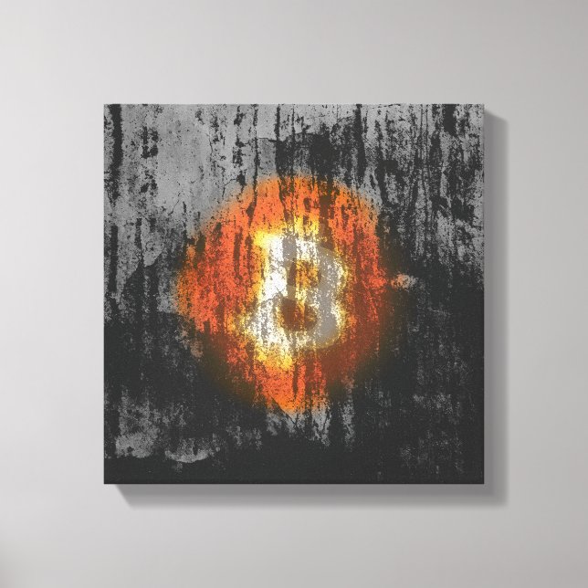 Toile Art Résilient Bitcoin (Sur Mur Noir HD) (Recto)
