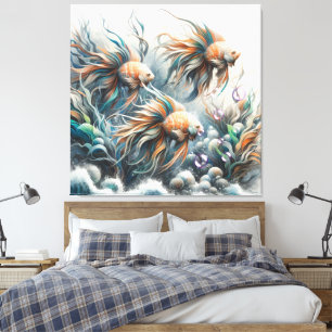 Toile Art sous-marin du poisson et du corail en acryliqu