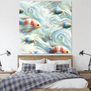 Toile Art sous-marin du poisson et du corail en acryliqu