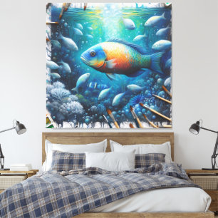 Toile Art sous-marin du poisson et du corail en acryliqu
