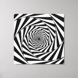 Toile Art Spiral Abstrait Noir & Blanc Moderne