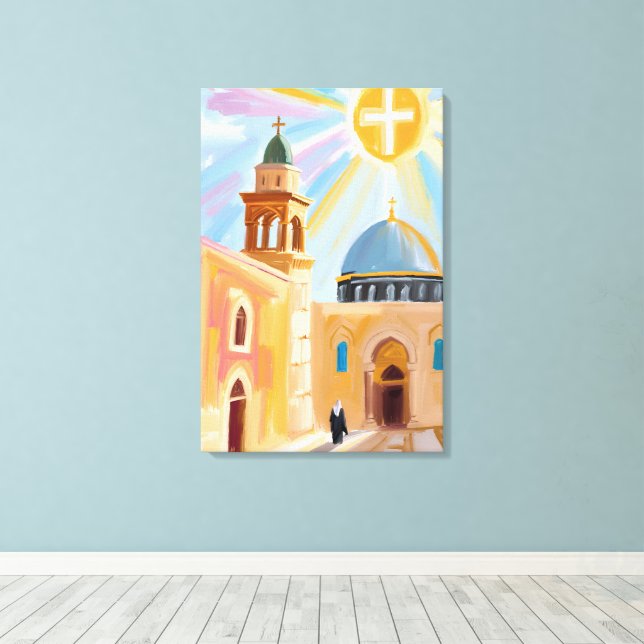 Toile Art Sunlit Middle Eastern Church Art Imprimer Art  (Insitu (Plancher de Bois))
