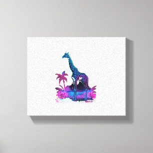 Toile Art Synthwave Vaporwave Girafe