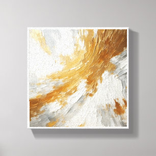 Toile Art Texturé Luxe Or et Blanc - Palette Moderne