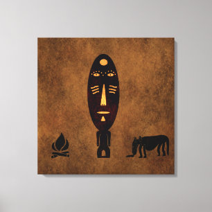 Toile Art tribal africain abstrait contemporain vintage