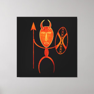 Toile Art tribal africain abstrait de guerrier