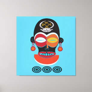 Toile Art tribal africain abstrait de visage coloré