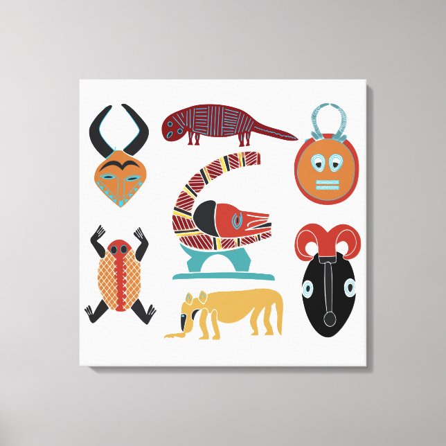 Toile Art tribal africain moderne abstrait de visage (Recto)