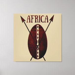 Toile Art tribal africain vintage bouclier et lance