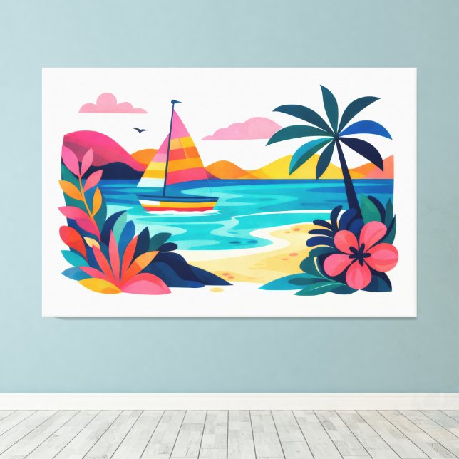 Toile art tropical de milieu de siècle (Insitu (Plancher de Bois))
