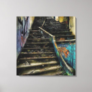 Toile Art urbain sur escaliers Bâtiment abandonné