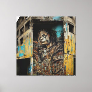 Toile Art urbain sur un bâtiment abandonné