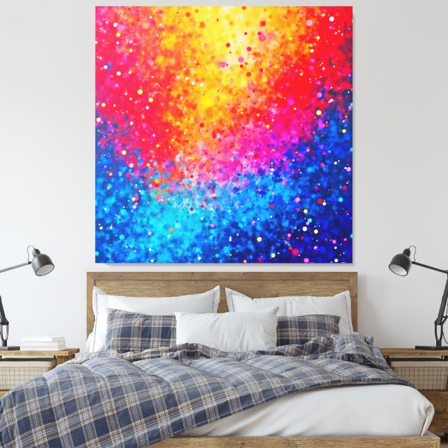 Toile Art vibrant d'explosion d'étoiles en confettis (Insitu(Chambre))