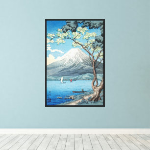 Toile Art vintage du mont Fuji et du lac Yamanaka japona