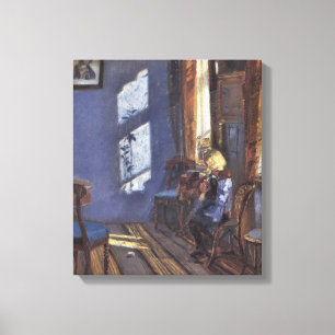 Toile Art Vintage, Soleil dans la salle bleue par Ancher