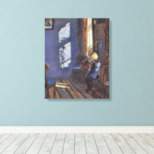 Toile Art Vintage, Soleil dans la salle bleue par Ancher