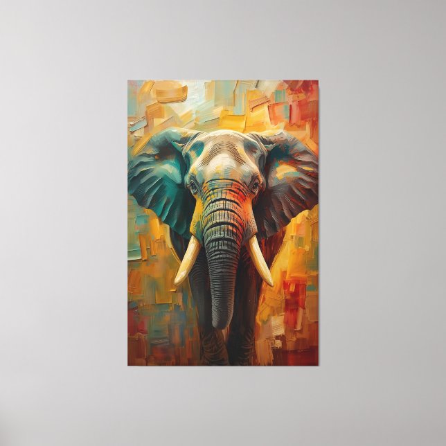 Toile Artistic Elephant Portrait – Vibrant Oil Painting (Recto)