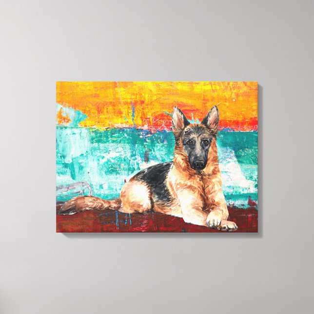 Toile Artistic German Shepherd Abstract (Recto)