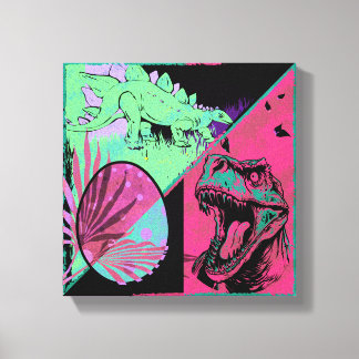 Toile artistique avec T-Rex et Stégosaure