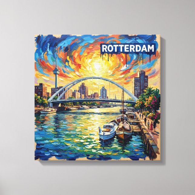 Toile artistique de la vue du port de Rotterdam so (Recto)