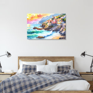 Toile artistique de village côtier