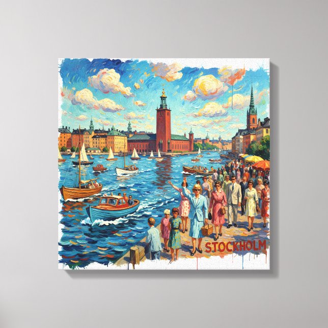 Toile artistique du front de mer ensoleillé de Sto (Recto)