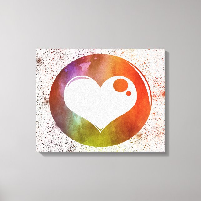 Toile Artwork Abstraite d'aquarelle violette, orange et  (Recto)