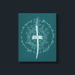 Toile ARWEN™ Elven Sword Quote<br><div class="desc">Honor the strength and grace of Arwen™ with this striking Lord of the Rings™ design inspired by the Elves. Centered around an elegant Elven sword framed by intricate, flowing vinework, the artwork beautifully reflects her courage, devotion, and timeless spirit. The circular quote, “This is not the end… it is the...</div>