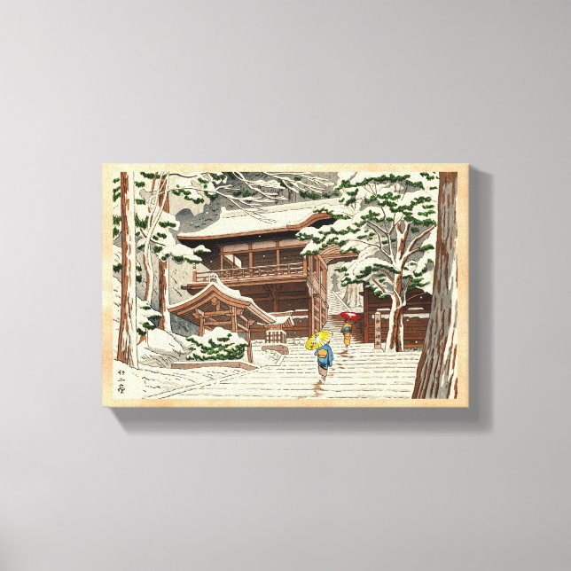 Toile Asano Takeji Neige au sanctuaire Yuki shin hanga a (Recto)