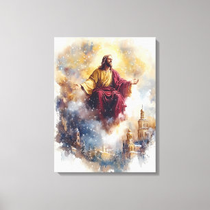 Toile Ascension de Jésus - Aquarelle Art de Noël