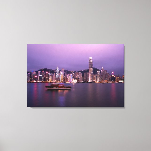 Toile Asie, Chine, Hong Kong, ville skyline et (Recto)