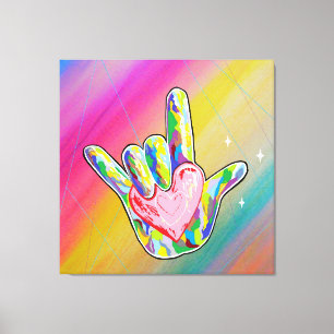 Toile ASL I LOVE YOU Sign with Heart