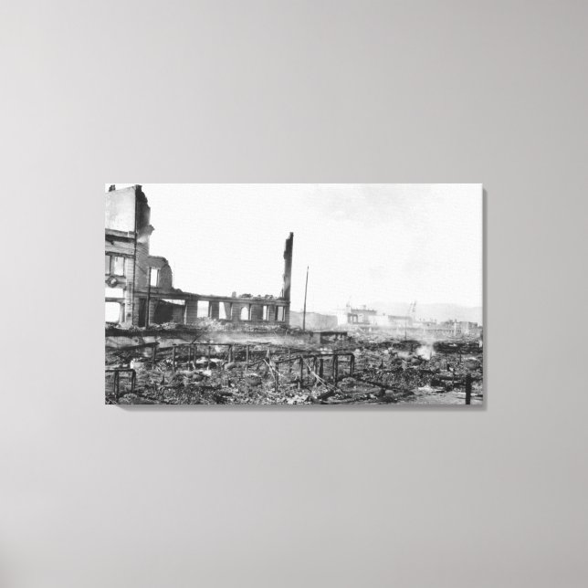 Toile Astoria, Oregon Fire Vue d'Exchange St. (Recto)