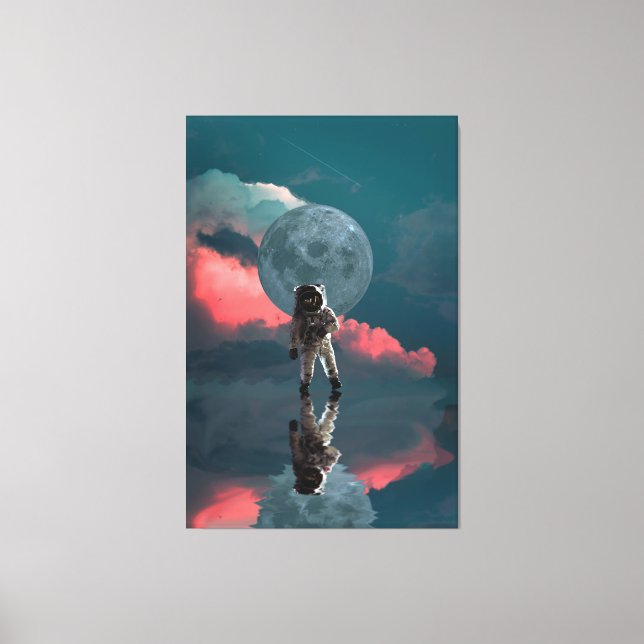 TOILE ASTRONAUT ESPACE ART IMPRIMER 3 PANEL STRETCHÉ CAN (Recto)