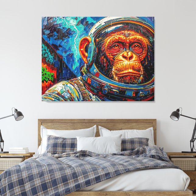 TOILE ASTRONAUTE CHIMPANZÉ RENTRE À LA MAISON-3 (Insitu(Chambre))