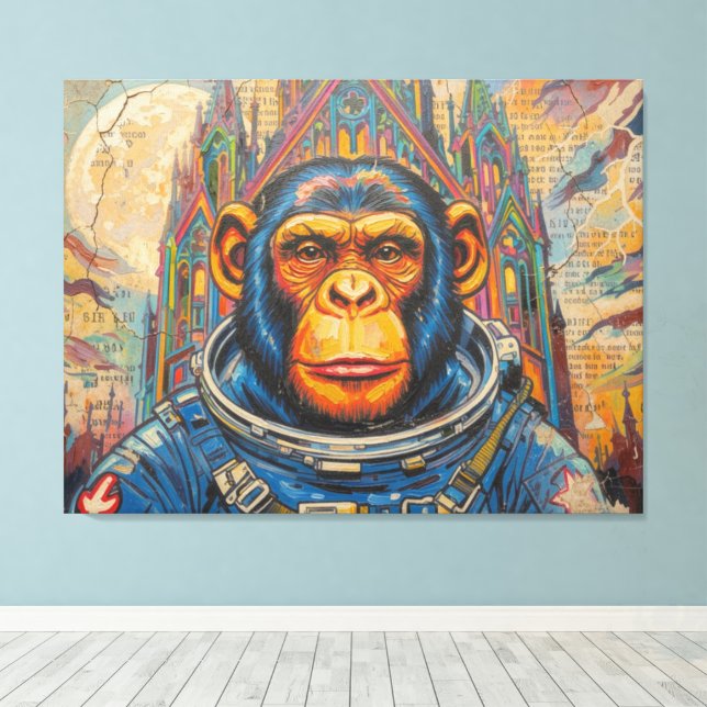 TOILE ASTRONAUTE CHIMPANZÉ RENTRE À LA MAISON-4 (Insitu (Plancher de Bois))