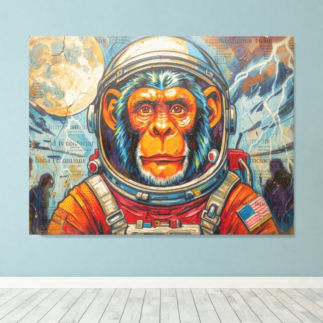TOILE ASTRONAUTE CHIMPANZÉ - RETOUR À LA MAISON (Insitu (Plancher de Bois))