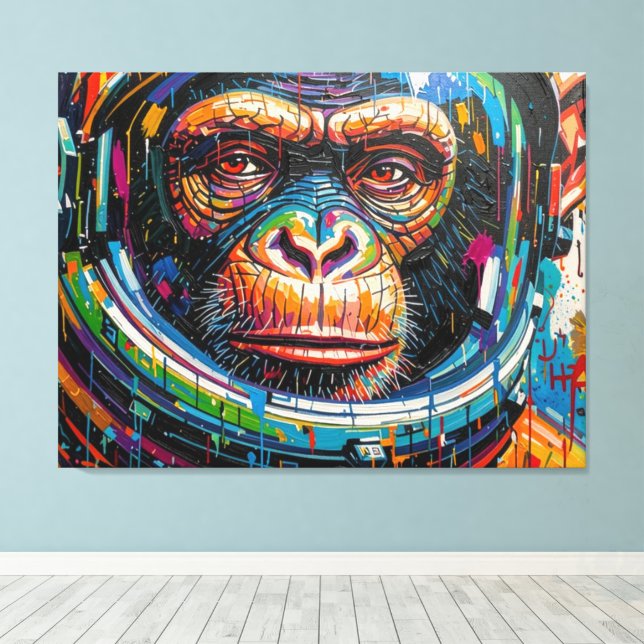 TOILE ASTRONAUTE CHIMPANZÉE RENTRE À LA MAISON-11 (Insitu (Plancher de Bois))