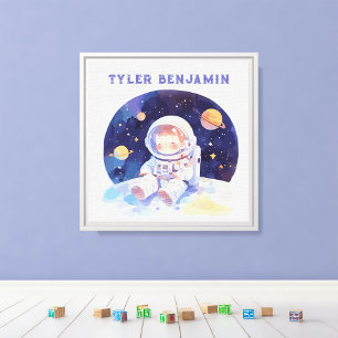 Toile Astronaute spatial à l'aquarelle fantaisiste