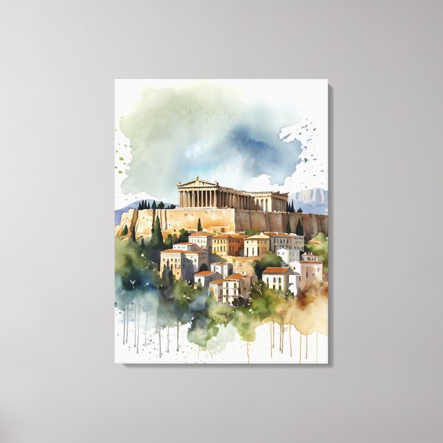Toile Athènes Grèce aquarelle (Recto)