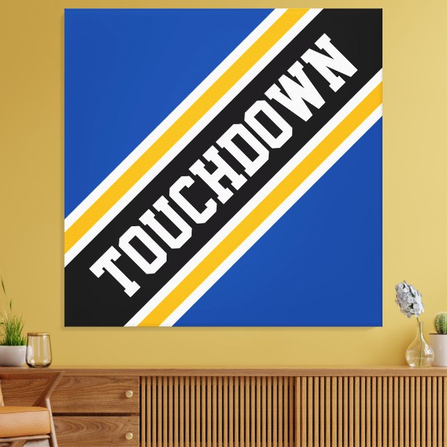 Toile Athletic Bleu Jaune Noir TOUCHDOWN Stripes (Insitu(Salon))