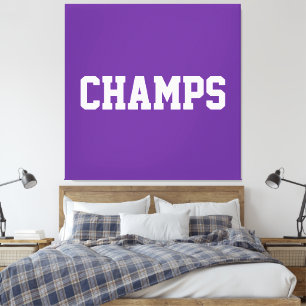 Toile Athlétique Sportif CHAMPS Texte Blanc Sur Violet G